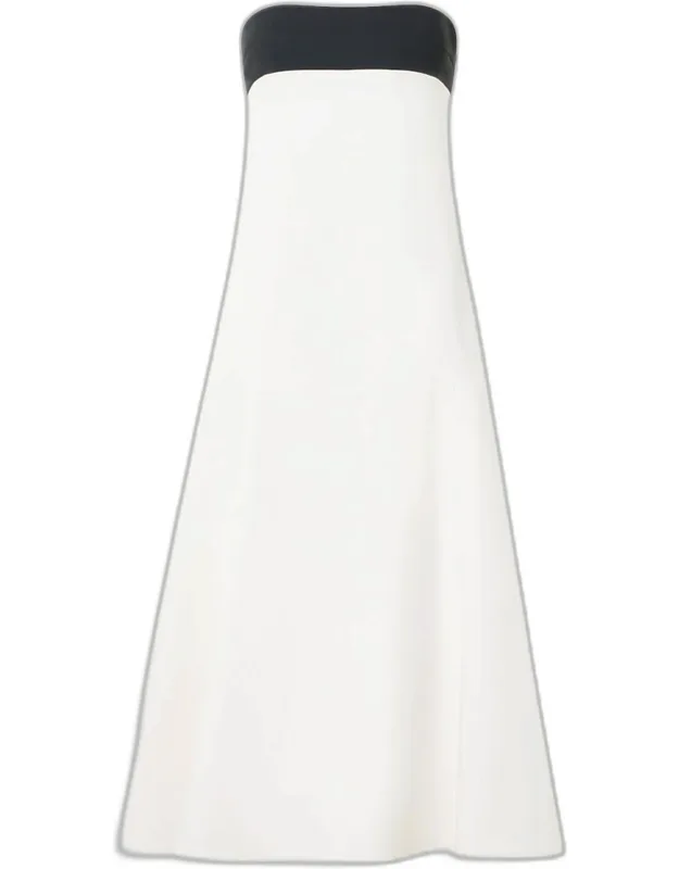 Strapless Denim A-line Ankle Dress