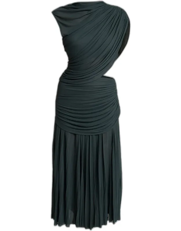 Draped Gauzy Jersey Dress