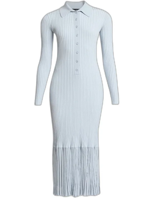 Rib-knit Long-sleeve Dress