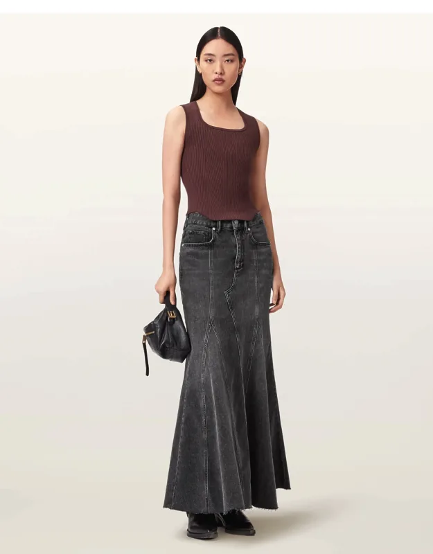 High Rise Denim Skirt