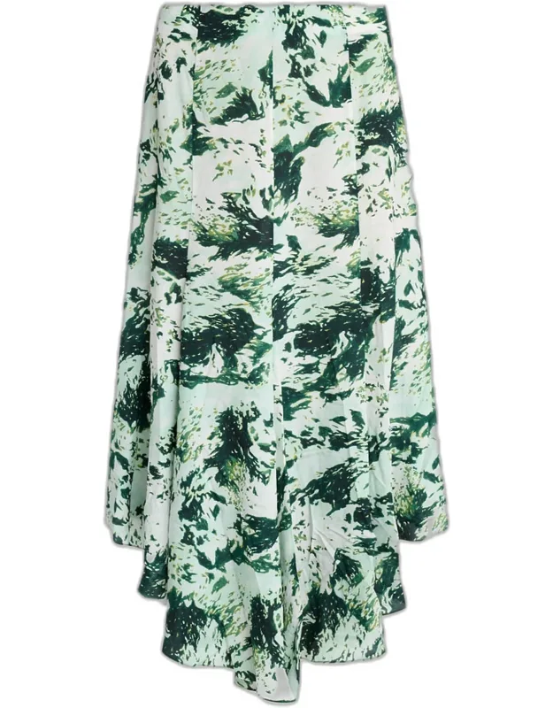 Printed Silk-blend Skirt