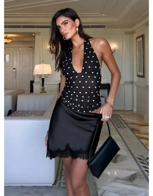 Idette Lace Asymmetrical Mini Skirt