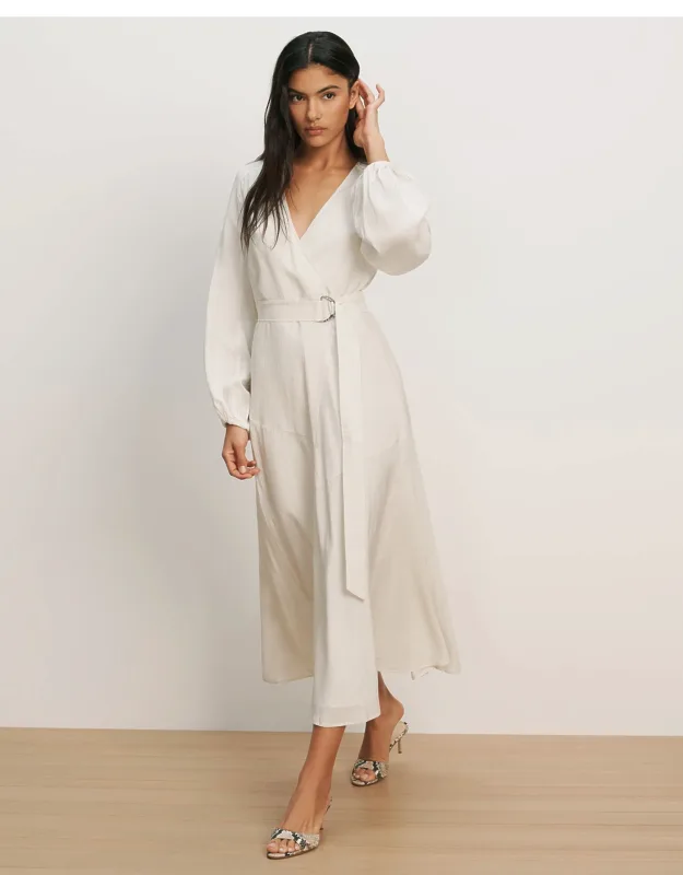 Seneca Bishop-sleeve Midi Dress