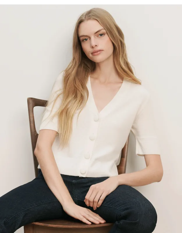 Short-sleeve Cashmere Cardigan