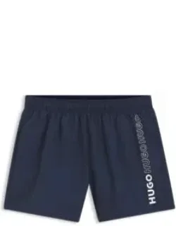 Quick-dry Swim Shorts With Vertical Printed Logos