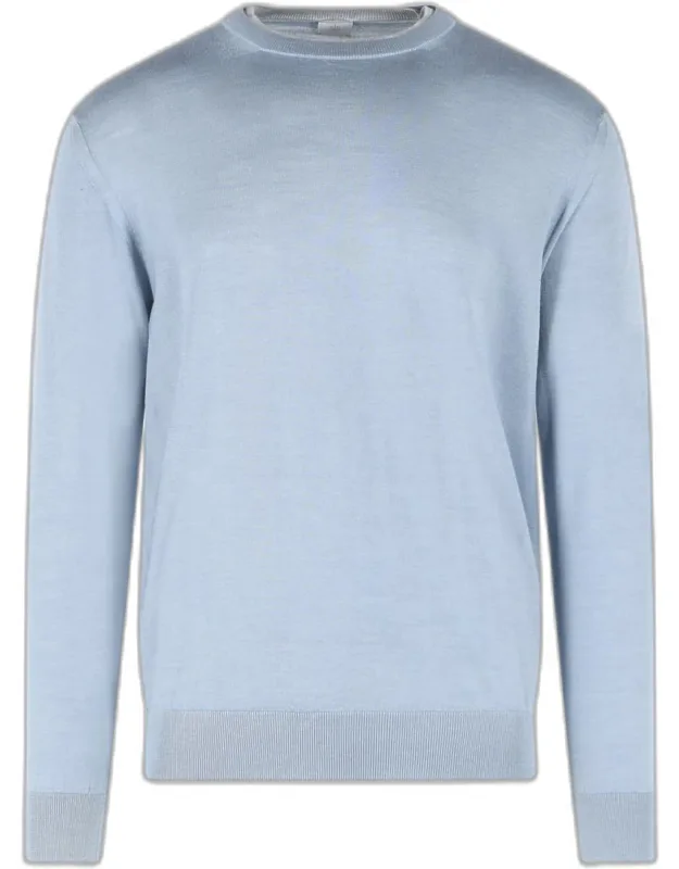 Light Blue Wool And Silk Yarn Sweater