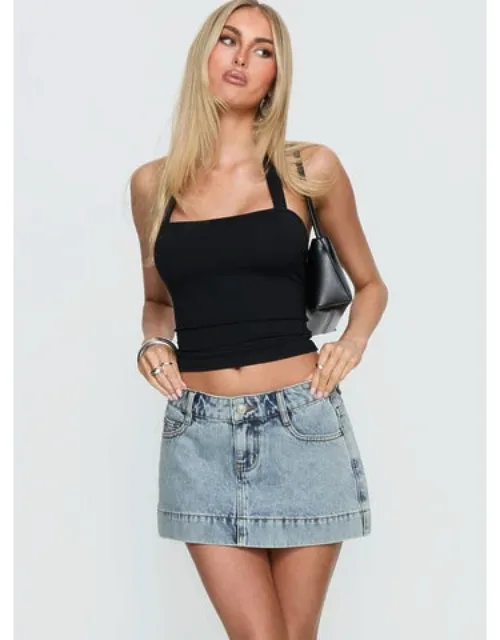 Warna Low Rise Denim Mini Skirt