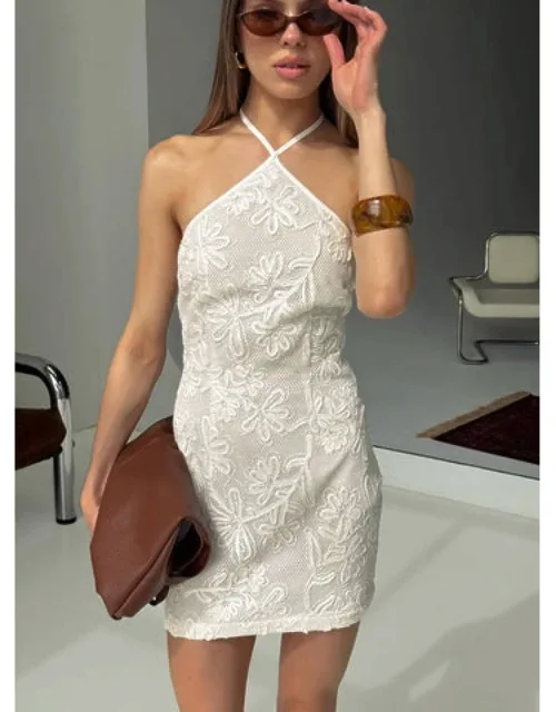 Floral Detail Halter Mini Dress
