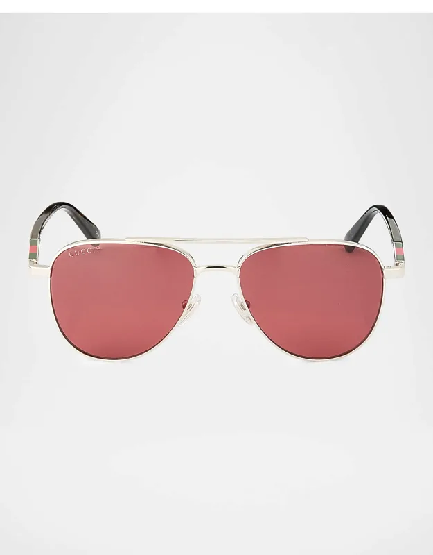 Metal & Acetate Aviator Sunglasses With Adjustable Nose Pads And 100% Uva/uvb Protection