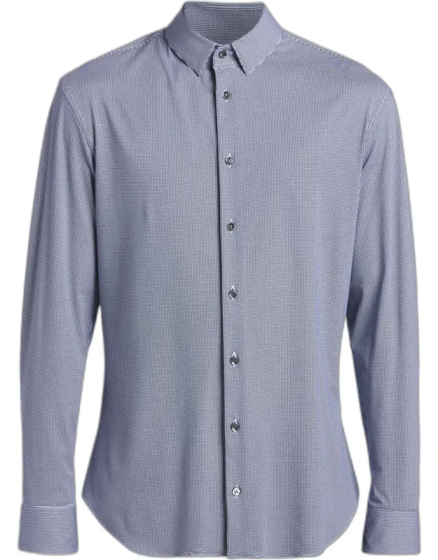 Micro-printed Stretch Button-down Shirt