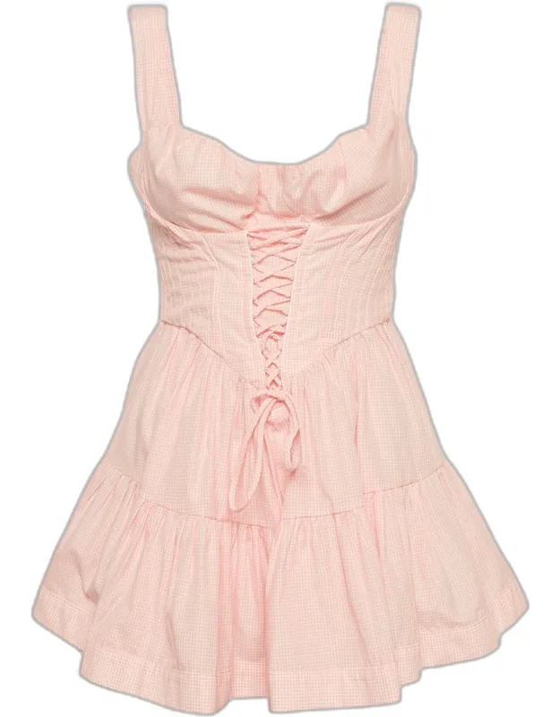 Check Cotton Mini Dress
