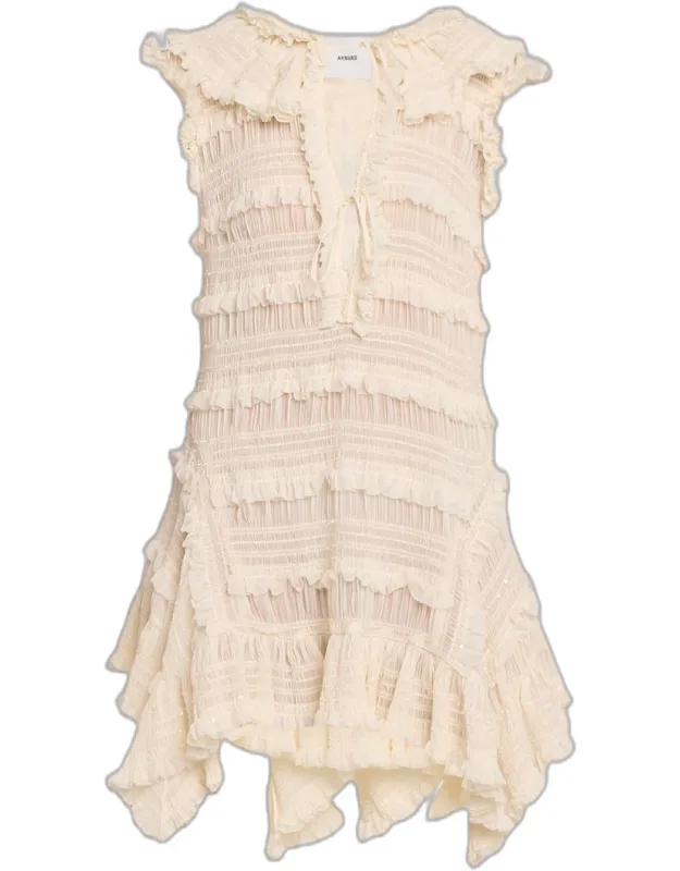 Shirred Chiffon Mini Dress