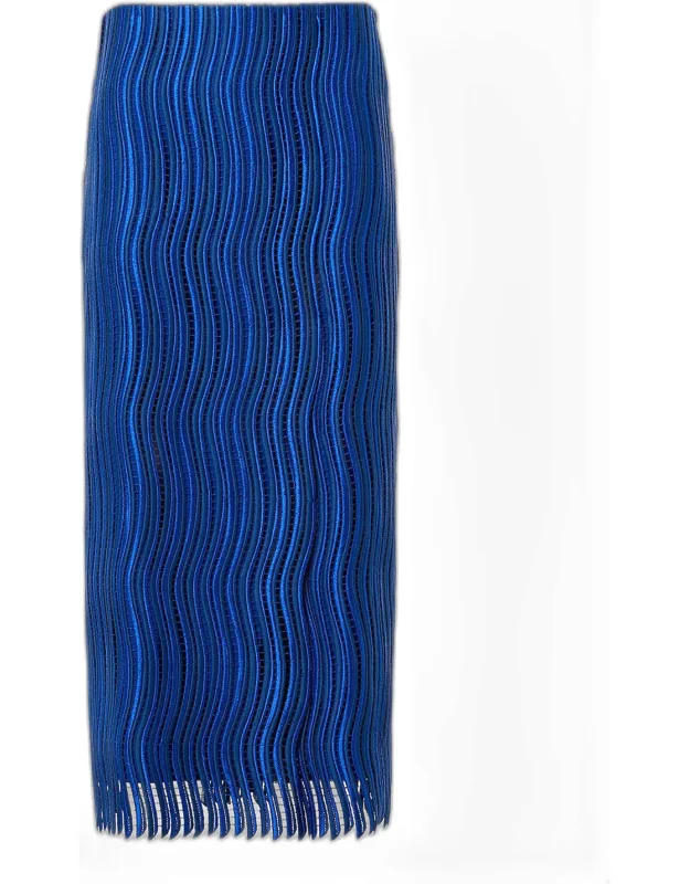 Techno Wave Guipure Lace Midi Skirt