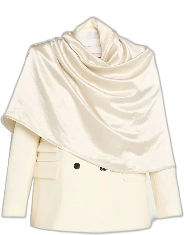 Draped Satin Cloak Double-breasted Blazer