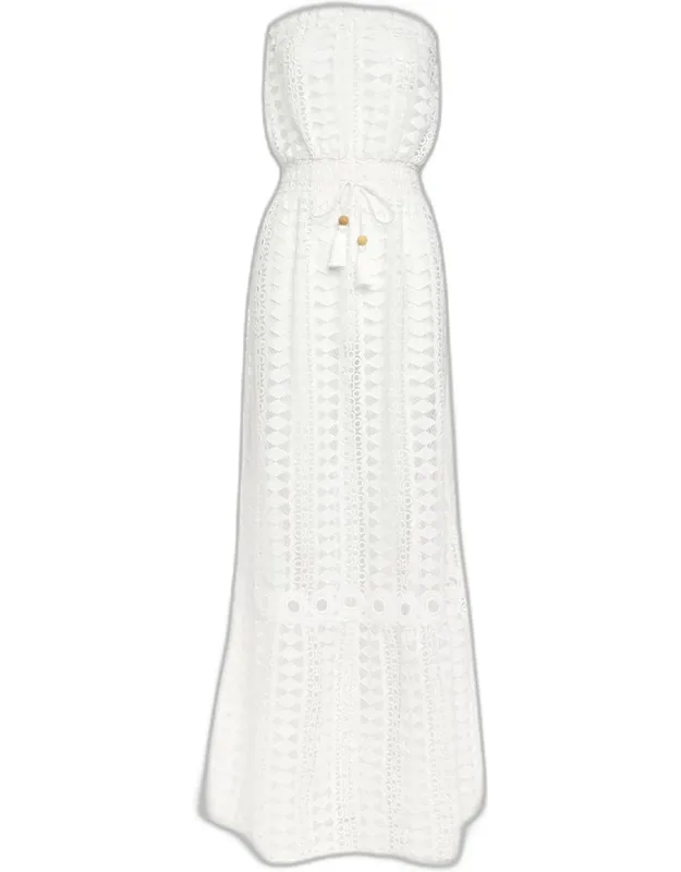 Embroidered Strapless Maxi Dress