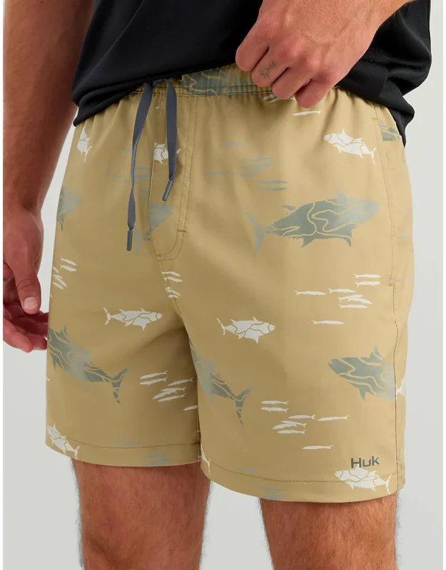 Huk Pursuit Volley Swim Shorts - Quick-drying Fabric, Elastic Waistband