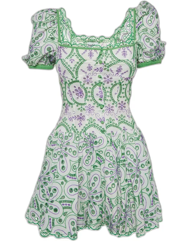 Broderie Anglaise Cotton Tiered Mini Dress