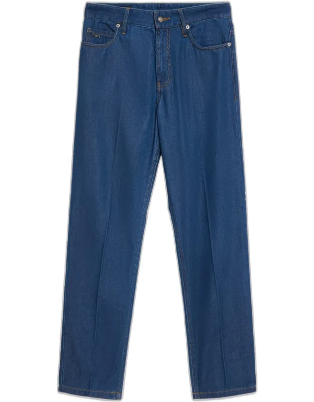 Medium-wash Denim Straight-leg Jeans