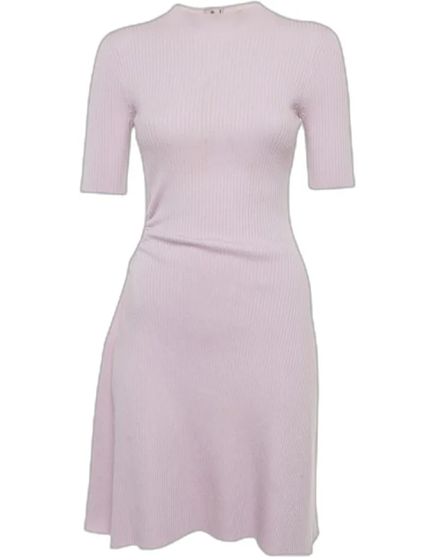 Lilac Rib Knit Cut Out Detail Mini Dress
