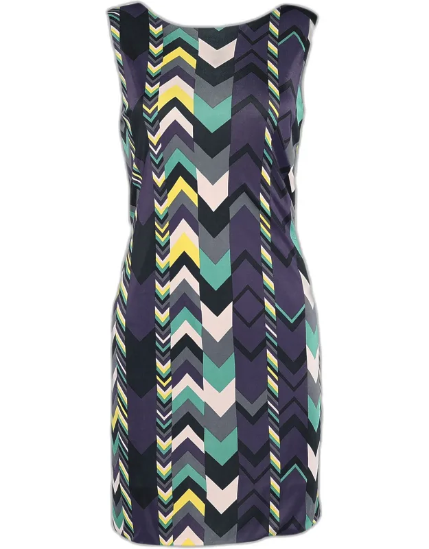 Multicolor Printed Jersey Sleeveless Midi Dress