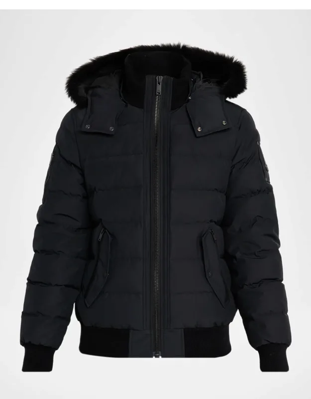 Onyx Scotchtown Shearling-trim Bomber Jacket