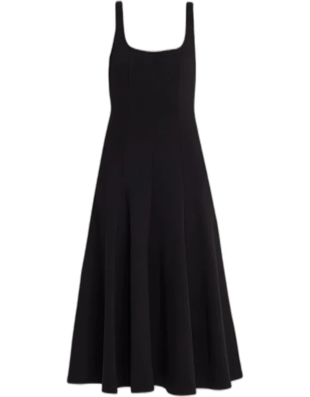 Seamed Square-neck Knit Midi Dress