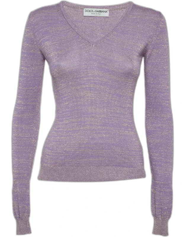 Lurex Knit V-neck Sweater