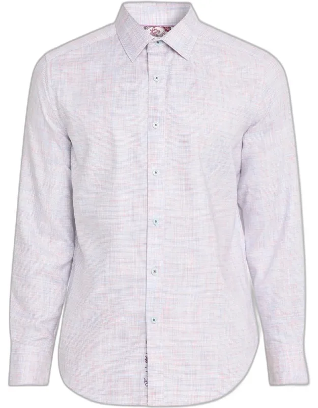 Edison Cotton Space Dye Check Sport Shirt
