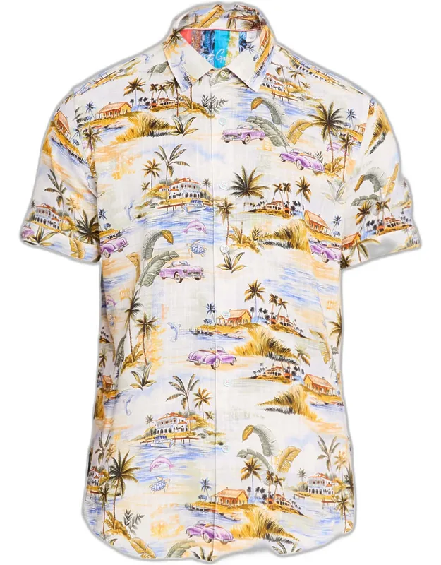 Curtis Viscose And Linen Short-sleeve Shirt