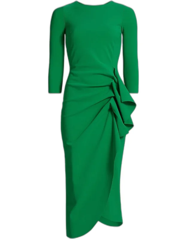 Draped High-low Midi Sheath Dress