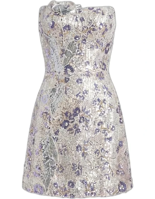 Amity Strapless Floral Sequin Mini Dress