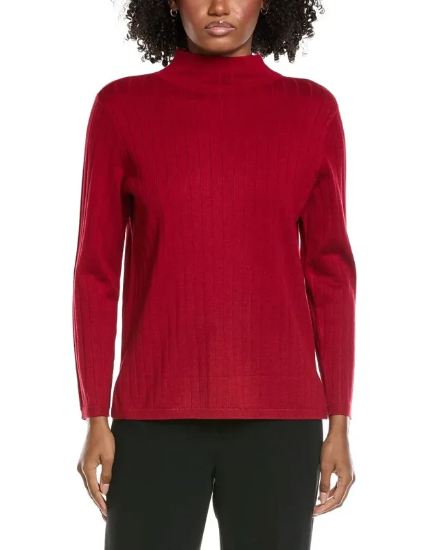 Wide Rib Funnel Neck Sweater
