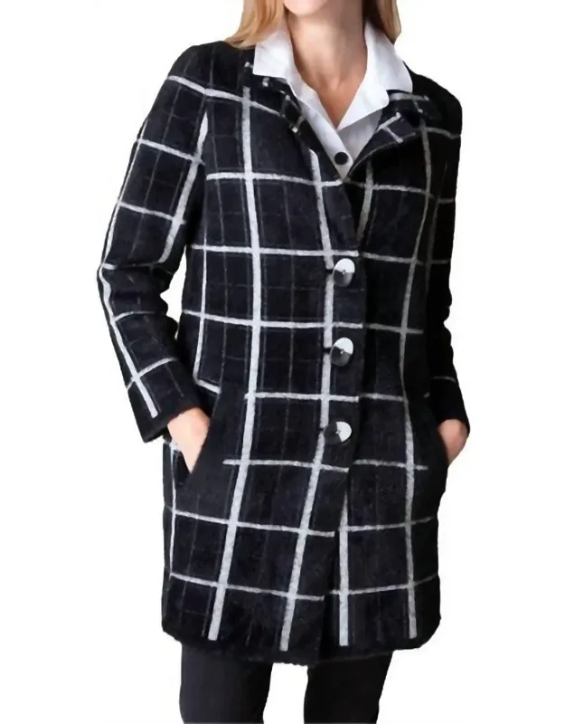 Windowpane Jacquard Car Coat
