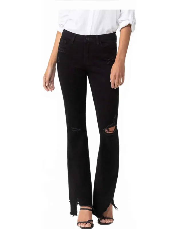 Mid Rise Distressed Flare Jeans