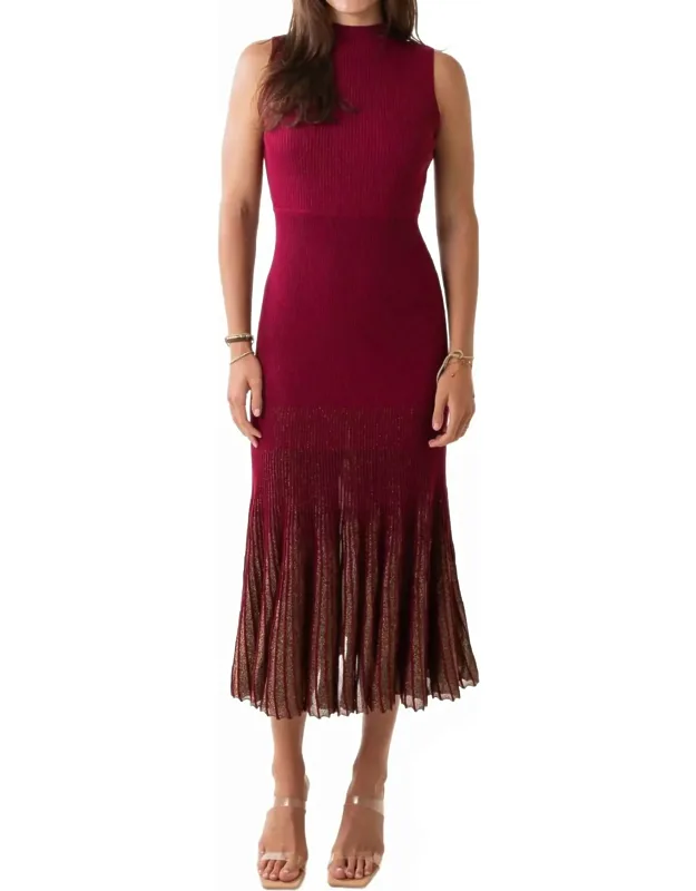 Sleeveless Shimmer Hem Pleated Midi Dress