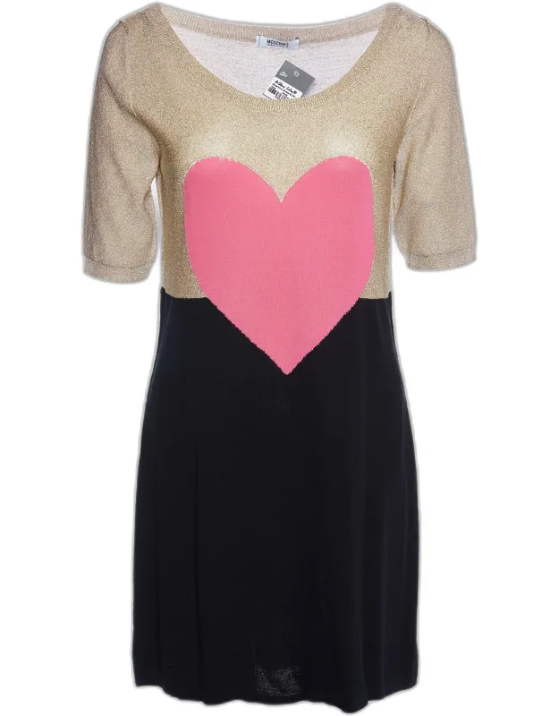 Heart Lurex & Cotton Knit Mini Dress