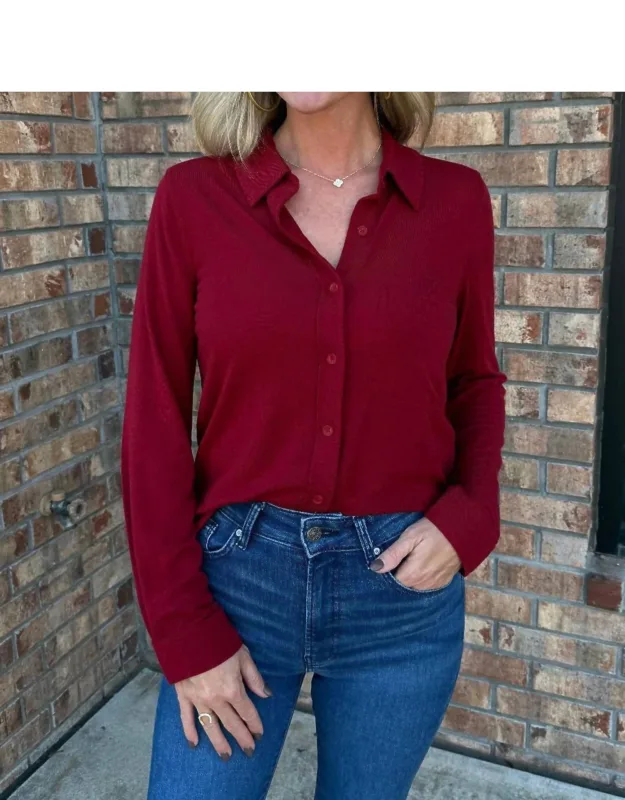 Collared Button Front Knit Shirt