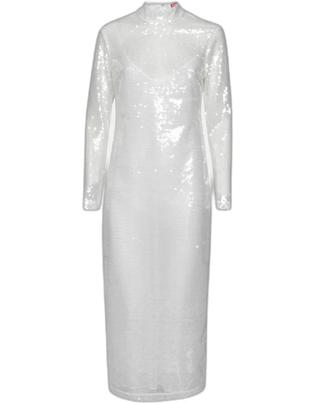 Sequin Embellished Long Sleeve Midi Dress