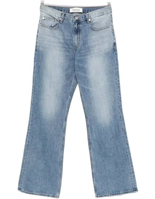Cotton Faded Wide-leg Jeans