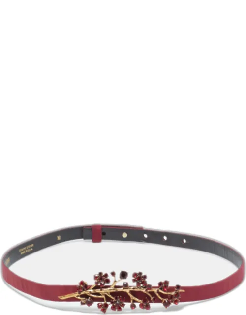 Satin Crystal Embellished Slim Belt