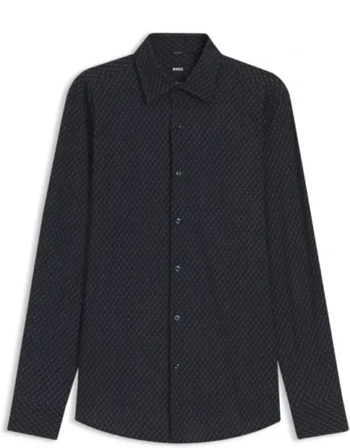 Printed Slim-fit Shirt In Performance-stretch Jersey With Flexible Comfort And Modern Print