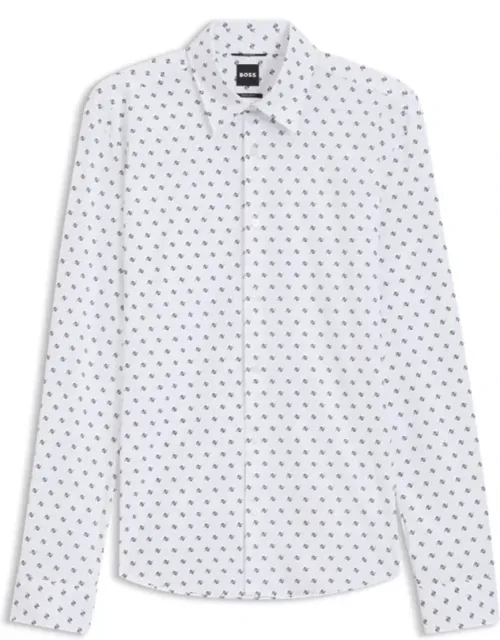 Printed Regular-fit Shirt In Performance-stretch Jersey, Crafted For Freedom Of Movement