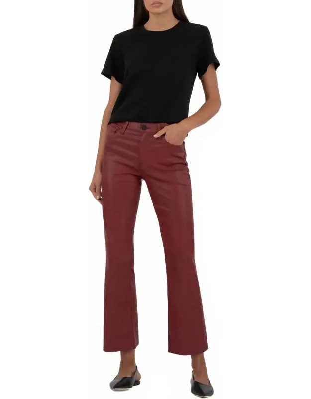 Coated High Rise Ankle Flare Pants