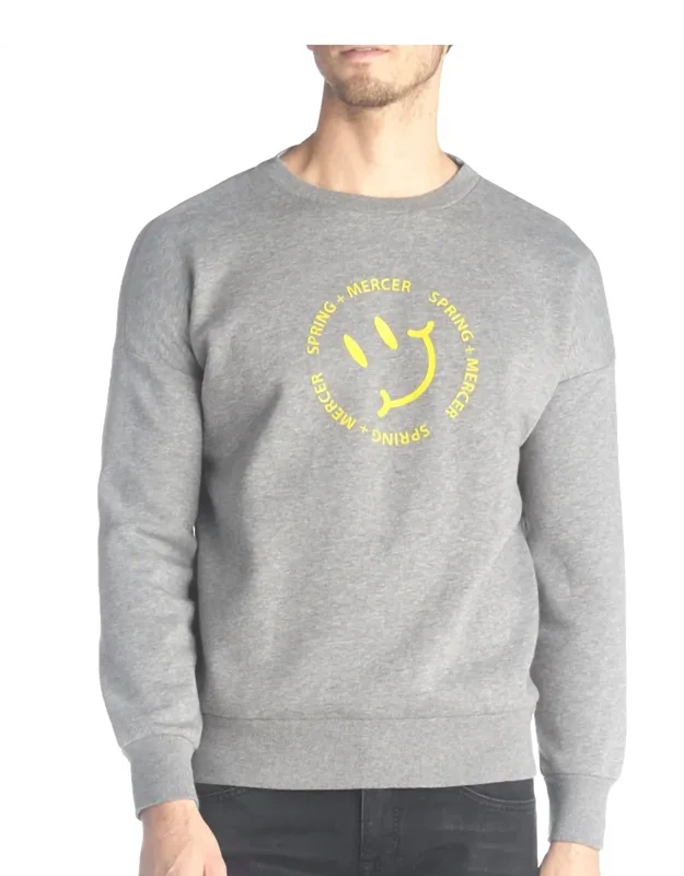 Smiley Crewneck Fleece Sweatshirt