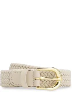 Woven Belt With Leather Trim