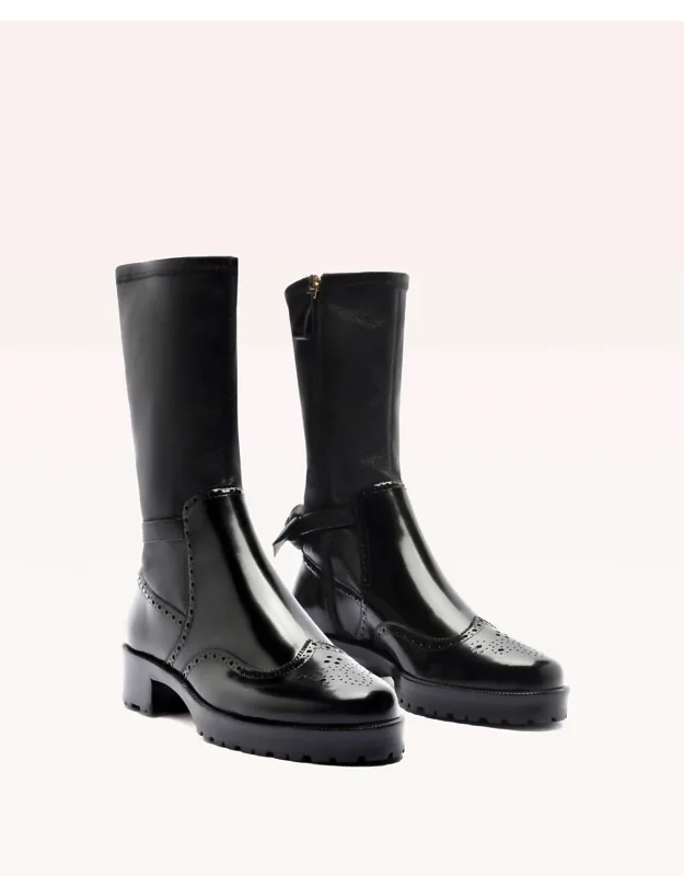 Clarita Motorcycle Brogue Boots
