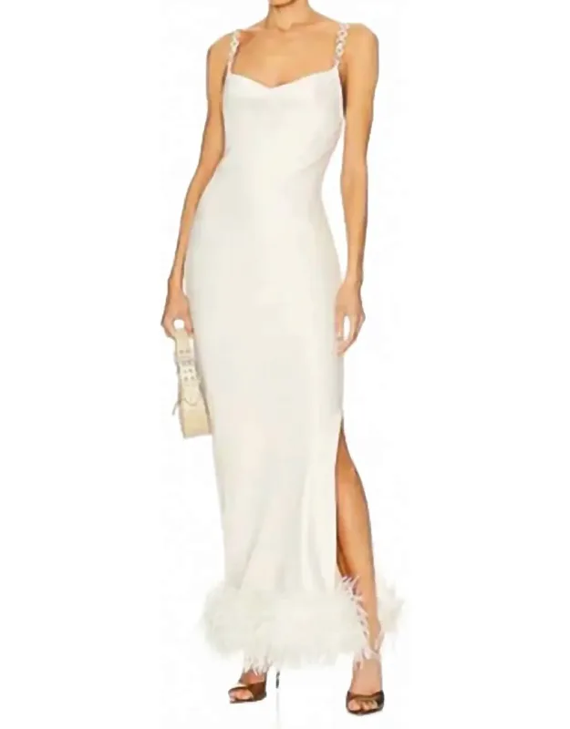 Feather Trim Slip Dress