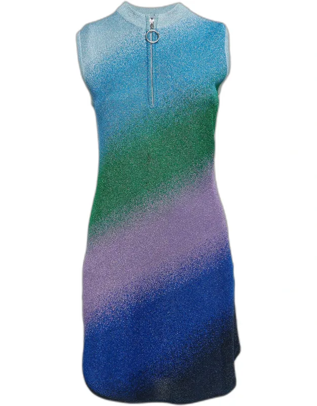 Multicolor Lurex Knit Sleeveless Mini Dress