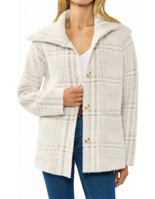 Plaid Button-up Sweater Jacket