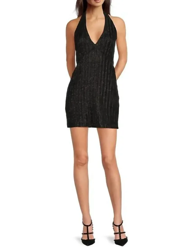 Metallic Halter Mini Dress